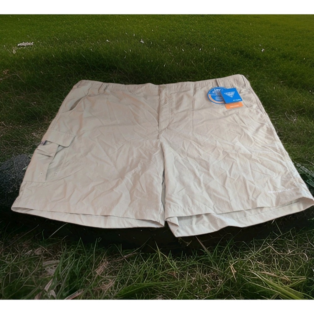 Columbia PFG Omni Shade UPF 50 Beige Shorts Mens 5XL Big Zipper Pocket XS0316